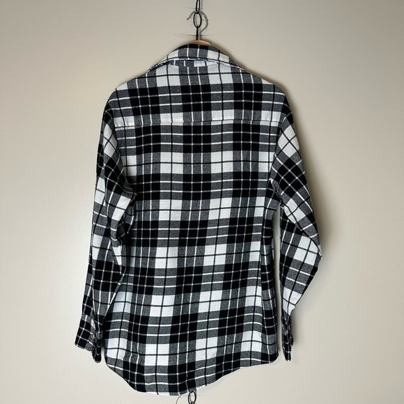 Vintage 1980s Sears Wearmaster Black And White Flannel Shirt - Picture 2 of 4